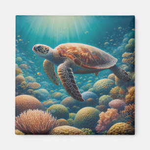 Sea Turtle and Coral Magnet