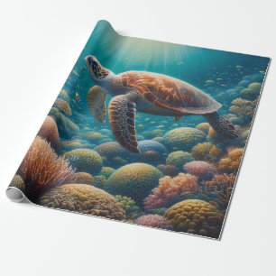 Sea Turtle and Coral Wrapping Paper