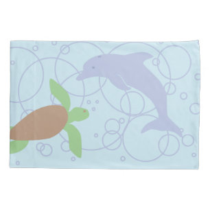 Sea Turtle and Dolphin Pillowcase