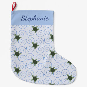 Sea Turtle And Swirls Large Christmas Stocking