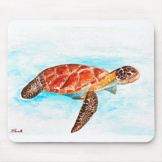 Sea turtle animal tortoise diving Beach Florida Mouse Mat (Front)