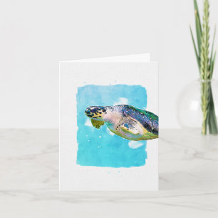 Sea Turtle Aqua Note Card for Any Occasion