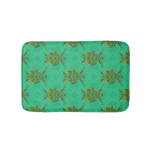 Sea Turtle Aquamarine Bath Mat (Front)