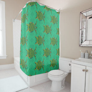 Sea Turtle Aquamarine Shower Curtain