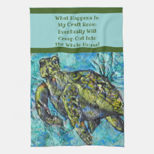 Sea Turtle Art and Crafter's Tea Towel