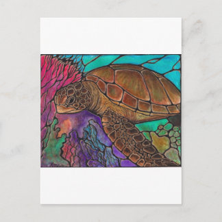 Sea Turtle Art...awesome stained glass style! Postcard