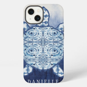 Sea Turtle Art Beach Nautical Shibori Pattern Blue iPhone 13 Case
