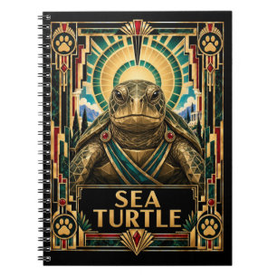 Sea Turtle, Art Deco Wildlife Notebook