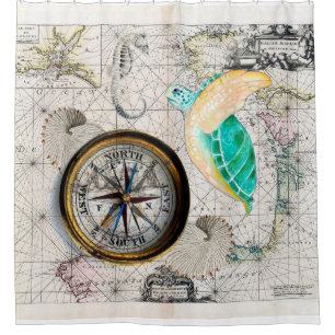 Sea Turtle Atlas Shower Curtain