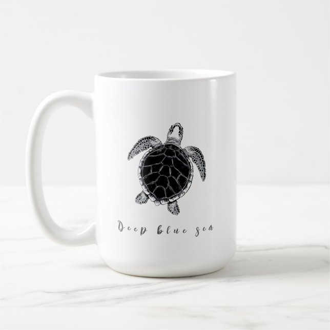 Sea turtle b/w coffee mug (Left)