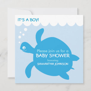 Sea Turtle Baby Boy Simple Shower Invitation