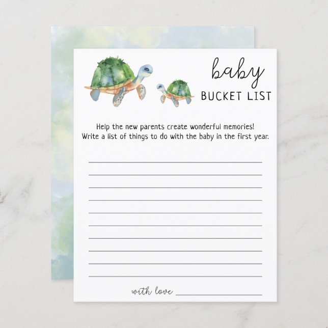 Sea Turtle - Baby bucket list game (Front/Back)