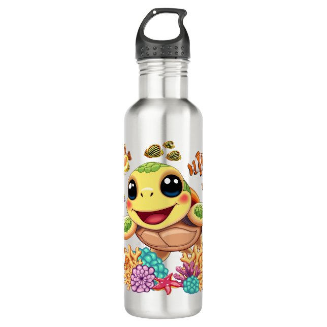 Sea Turtle Baby Happy and Cute Character 710 Ml Water Bottle (Front)