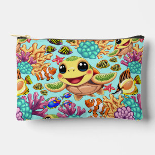 Sea Turtle Baby Happy and Cute Character Accessory Pouch