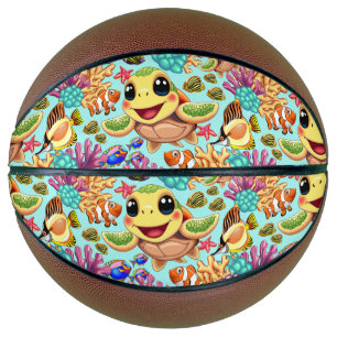Sea Turtle Baby Happy and Cute Character Basketball