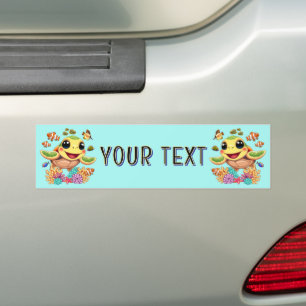 Sea Turtle Baby Happy and Cute Character Bumper Sticker