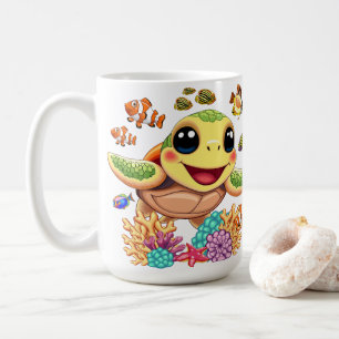 Sea Turtle Baby Happy and Cute Character Coffee Mug