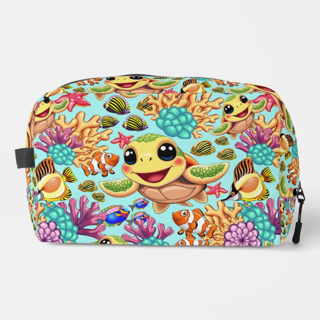 Sea Turtle Baby Happy and Cute Character Dopp Kit (Front)
