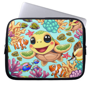 Sea Turtle Baby Happy and Cute Character Laptop Sleeve