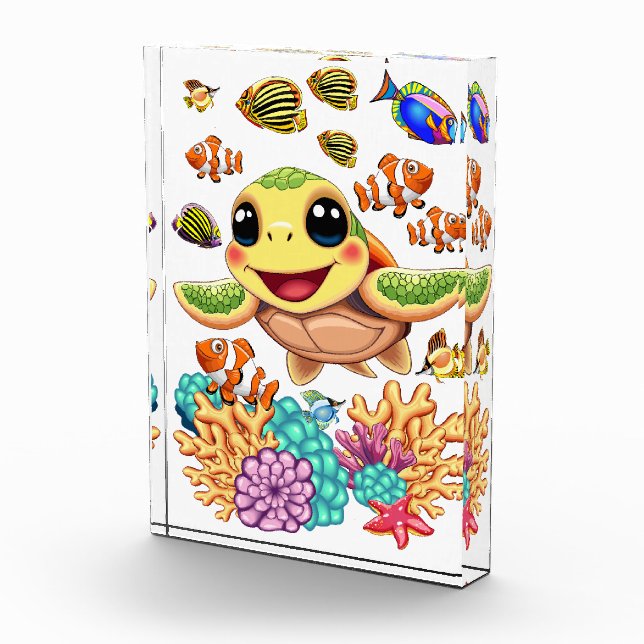Sea Turtle Baby Happy and Cute Character Photo Block (Right)