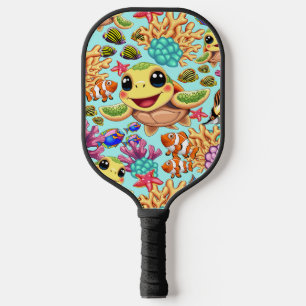 Sea Turtle Baby Happy and Cute Character Pickleball Paddle
