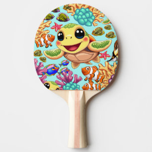 Sea Turtle Baby Happy and Cute Character Ping Pong Paddle