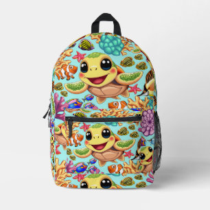 Sea Turtle Baby Happy and Cute Character Printed Backpack