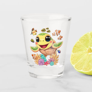 Sea Turtle Baby Happy and Cute Character Shot Glass