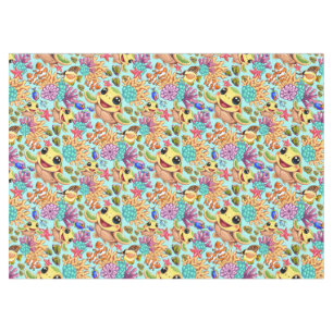 Sea Turtle Baby Happy and Cute Character Tablecloth