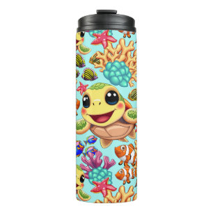 Sea Turtle Baby Happy and Cute Character Thermal Tumbler