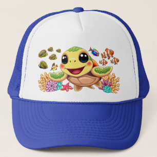 Sea Turtle Baby Happy and Cute Character Trucker Hat