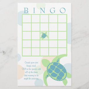 Sea Turtle Baby Shower Bingo