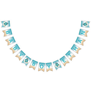 Sea Turtle Baby Shower Bunting Flag
