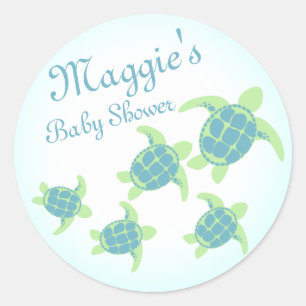 Sea Turtle Baby Shower Classic Round Sticker