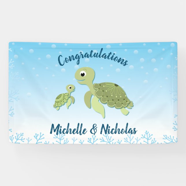 Sea Turtle Baby Shower Co-Ed Gender Neutral Banner (Horizontal)