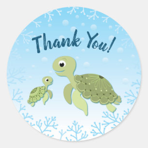 Sea Turtle Baby Shower Co-Ed Gender Neutral Classic Round Sticker