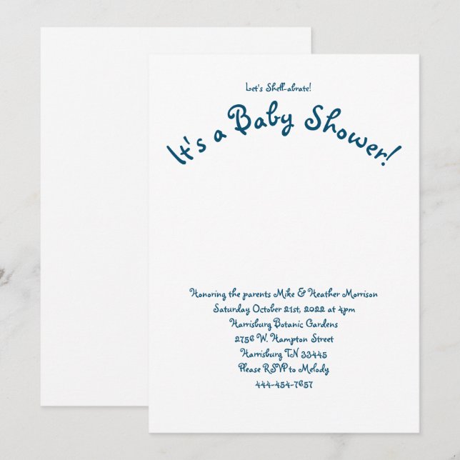 Sea Turtle Baby Shower Co-Ed Gender Neutral Invitation (Front/Back)