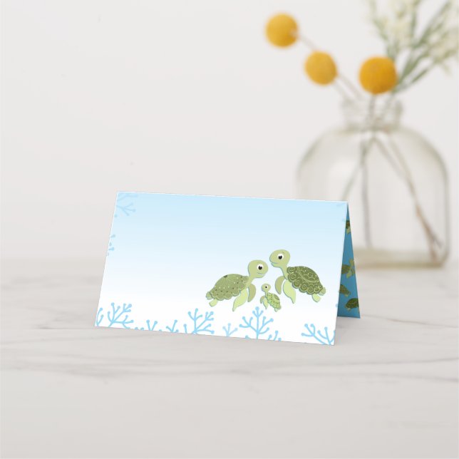 Sea Turtle Baby Shower Co-Ed Gender Neutral Place Card (Front)
