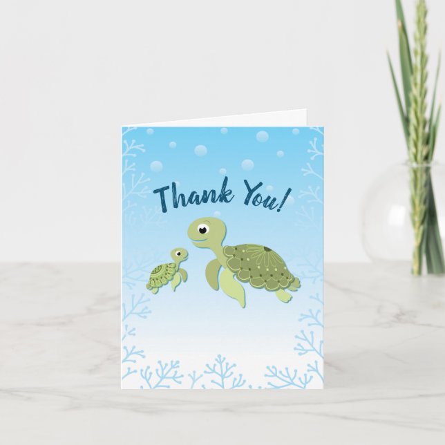 Sea Turtle Baby Shower Co-Ed Gender Neutral Thank You Card (Front)