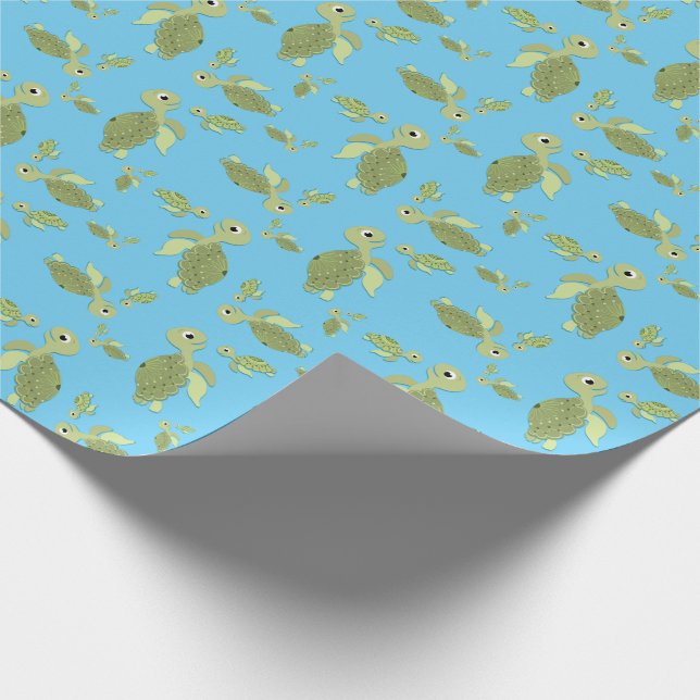 Sea Turtle Baby Shower Co-Ed Gender Neutral Wrapping Paper (Corner)