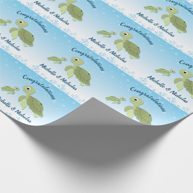 Sea Turtle Baby Shower Co-Ed Gender Neutral Wrapping Paper (Corner)