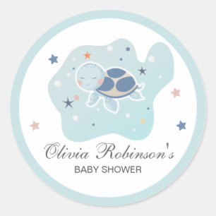 Sea Turtle Baby Shower   Cute Ocean Classic Round Sticker