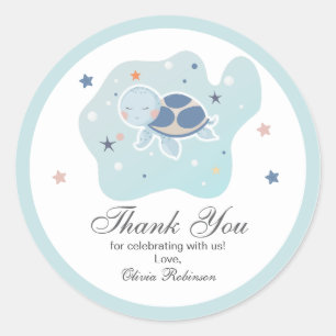 Sea Turtle Baby Shower   Cute Ocean Classic Round Sticker