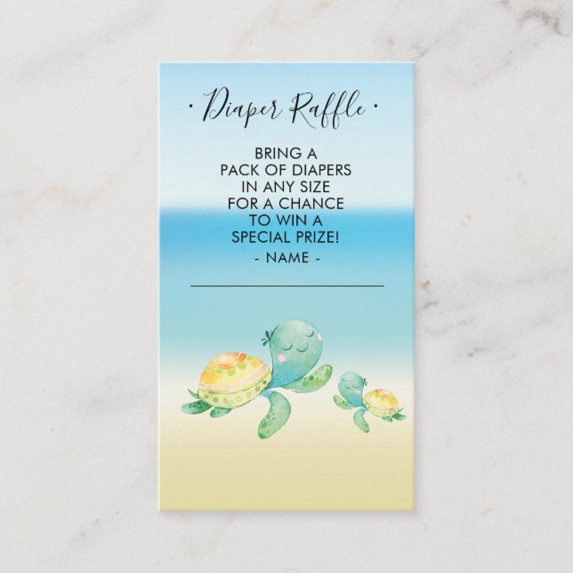 Sea Turtle Baby Shower Diaper Raffle Ticket Enclosure Card (Front)