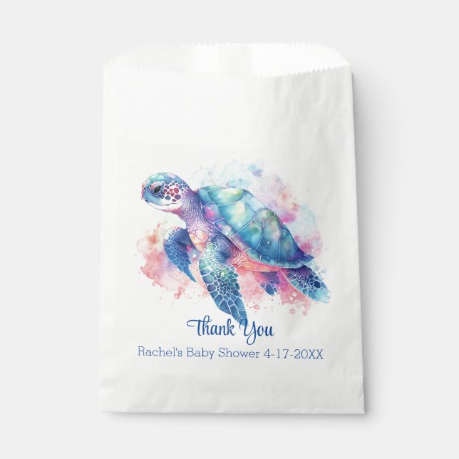 Sea Turtle Baby Shower Favour Bags (Front)