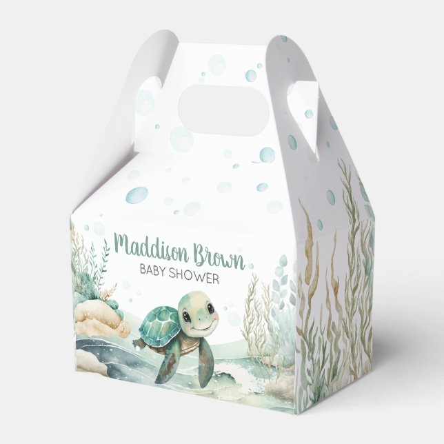 Sea Turtle Baby Shower Favour Box (Front Side)