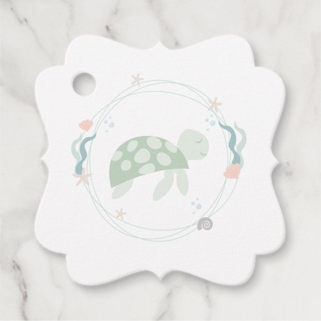 Sea Turtle Baby Shower Favour Tags (Front)
