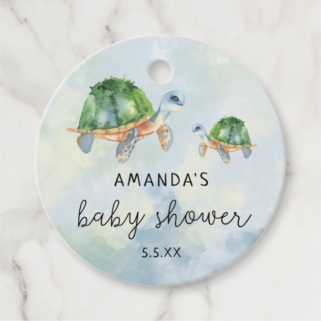 Sea Turtle - baby shower  Favour Tags (Front)