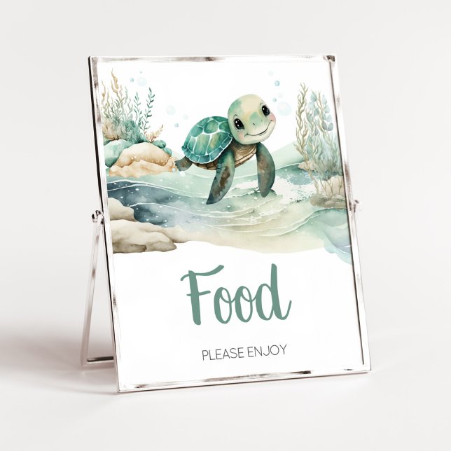 Sea Turtle Baby Shower Food Poster (A Little Hatching Is On the Way Baby Shower Food Sign)