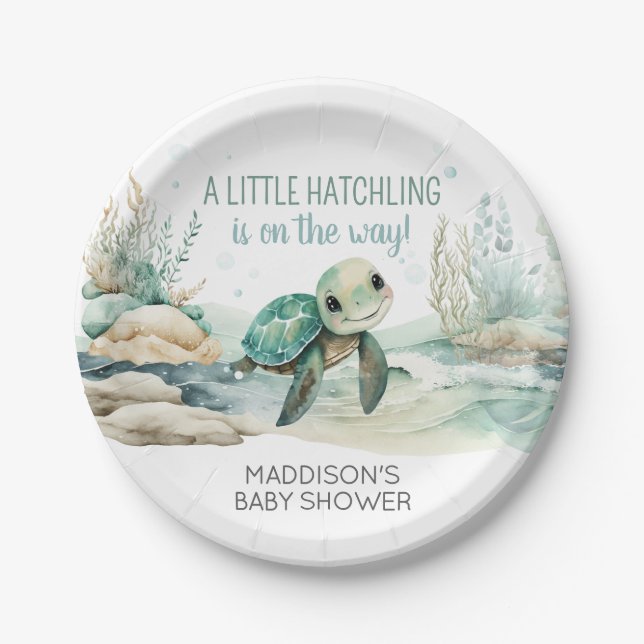 Sea Turtle Baby Shower Paper Plate (Front)